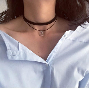 Stylish Multilayered Triangle Choker Necklace - SexyBling