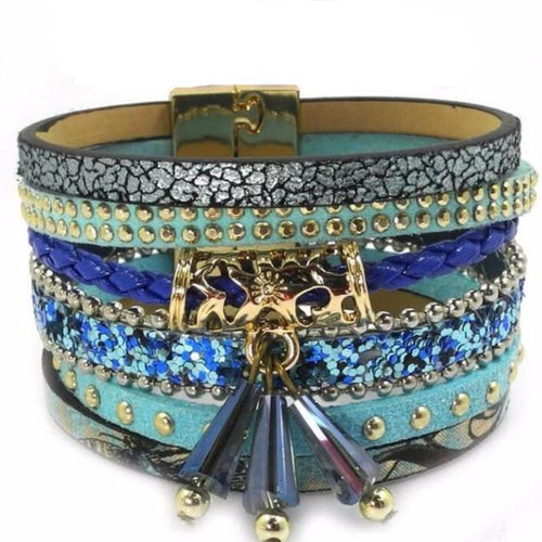 Summer Multilayered Leather Band Charm Bracelet - SexyBling