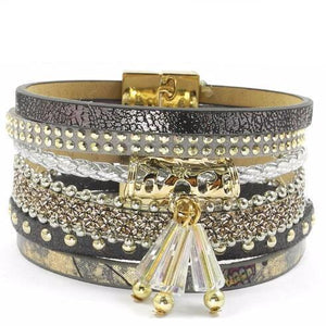 Summer Multilayered Leather Band Charm Bracelet - SexyBling