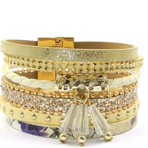 Summer Multilayered Leather Band Charm Bracelet - SexyBling