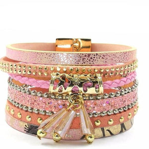 Summer Multilayered Leather Band Charm Bracelet - SexyBling