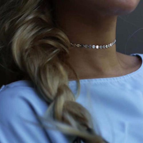 Thin Sequin Choker Necklace - SexyBling