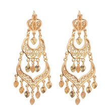 Load image into Gallery viewer, Tripe Layer Golden Chandelier Earrings - SexyBling