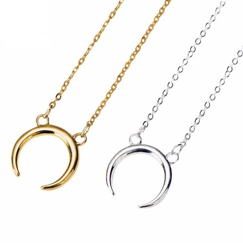 Upside Down Crescent Moon Necklace - SexyBling