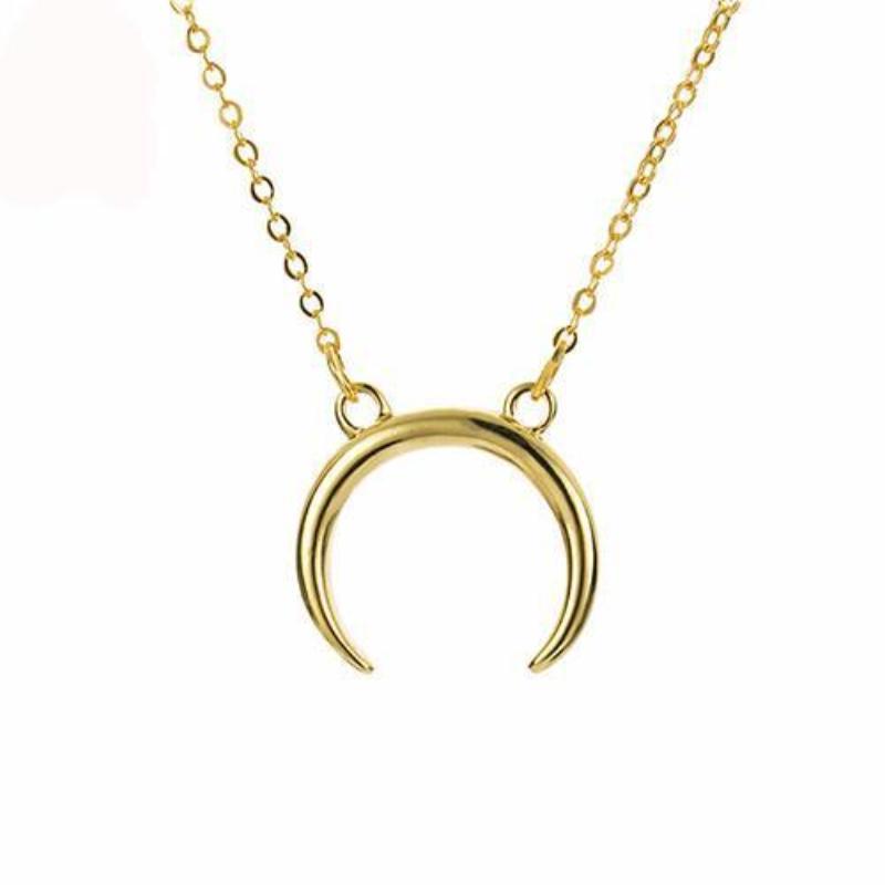 Upside Down Crescent Moon Necklace - SexyBling