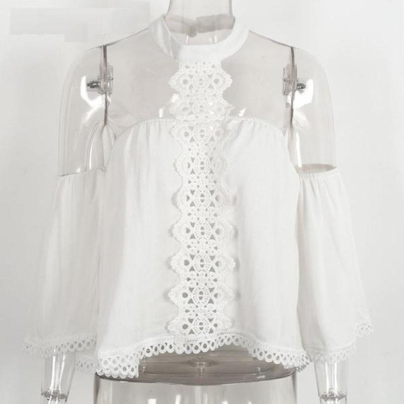 White Off The Shoulder Lace Blouse - SexyBling