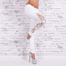 Load image into Gallery viewer, White Women Jeans With Lace Sides - SexyBling