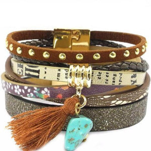 Stylish Leather Strap Charm Bracelet - SexyBling