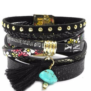 Stylish Leather Strap Charm Bracelet - SexyBling
