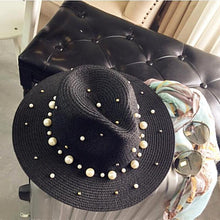 Load image into Gallery viewer, Women Straw Sun Hat With Pearls - SexyBling