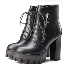 Load image into Gallery viewer, Women's Lace Up Leather Boots - SexyBling