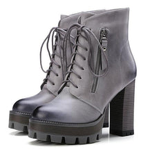Load image into Gallery viewer, Women's Lace Up Leather Boots - SexyBling