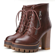 Load image into Gallery viewer, Women's Lace Up Leather Boots - SexyBling