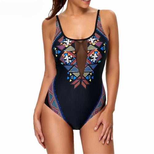 ZAFUL Sexy Geometric Pattern One Piece Swimwear for Women - SexyBling