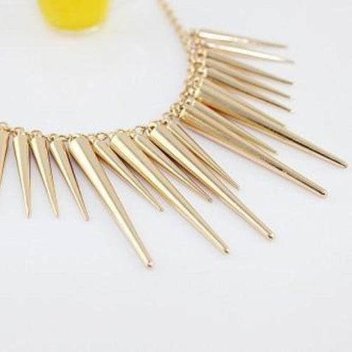 Zinc Alloy Spike Statement Necklace - SexyBling
