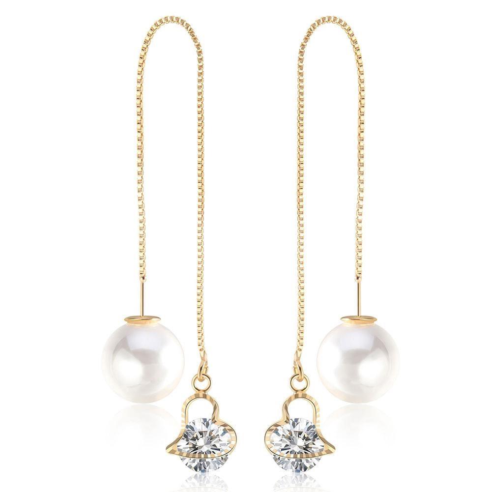 Drop Crystal Imitation Pearl Dangle Earrings - SexyBling