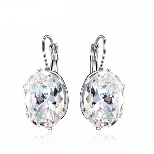 Silver Plated Zircon Hoop Earrings - SexyBling