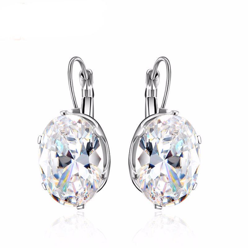 Silver Plated Zircon Hoop Earrings - SexyBling