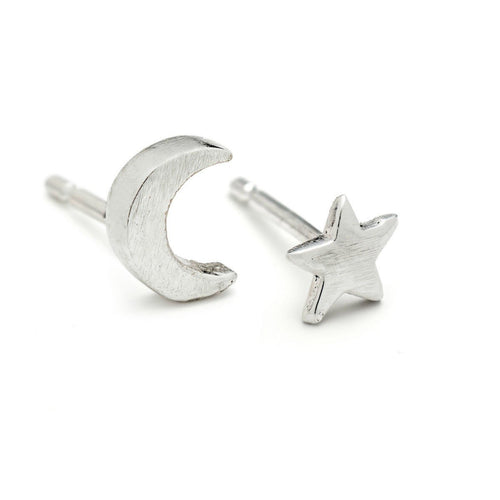 Silver Star and Moon Earrings - SexyBling