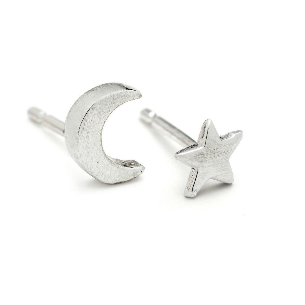 Silver Star and Moon Earrings - SexyBling