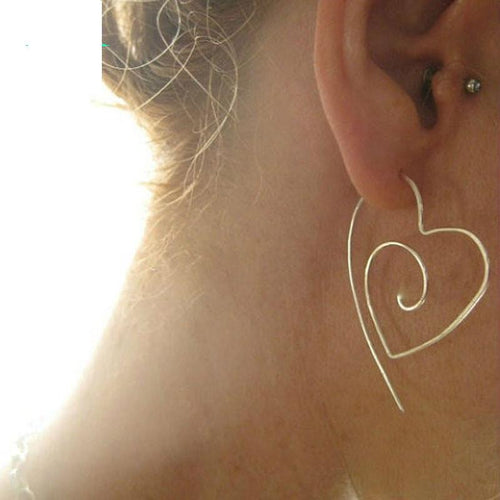 Gold/Silver Plated Large Heart Spiral Earrings - SexyBling