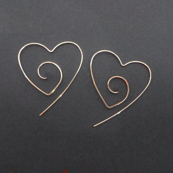 Gold/Silver Plated Large Heart Spiral Earrings - SexyBling