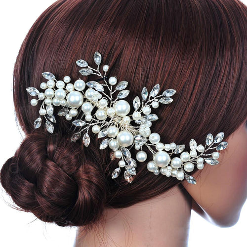 Romantic Crystal Pearl Flower HairPin - SexyBling
