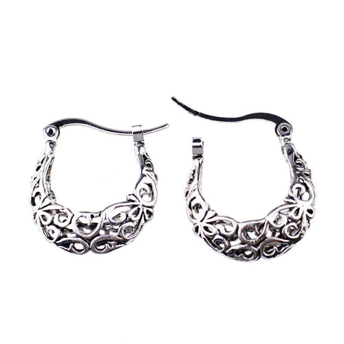 Hollow Plant Hoop Earrings - SexyBling