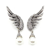 Load image into Gallery viewer, Simulated Pearl Wing Earrings - SexyBling