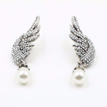 Load image into Gallery viewer, Simulated Pearl Wing Earrings - SexyBling