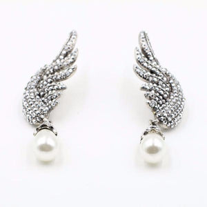 Simulated Pearl Wing Earrings - SexyBling