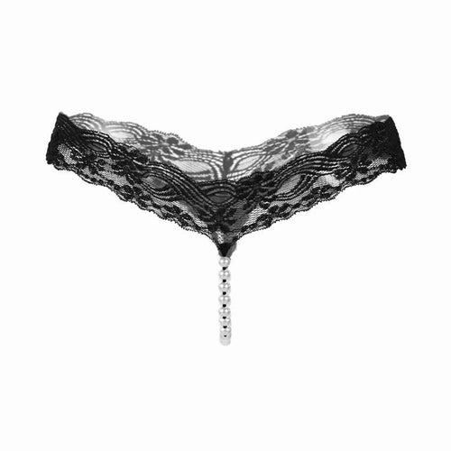 Feisty Lace Up Pearl G String - SexyBling