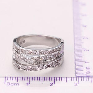 Sterling Silver Cubic Zircon Crystal Wedding Ring - SexyBling
