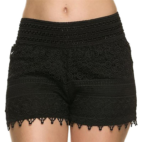 Floral Lace Crochet Mini Shorts - SexyBling