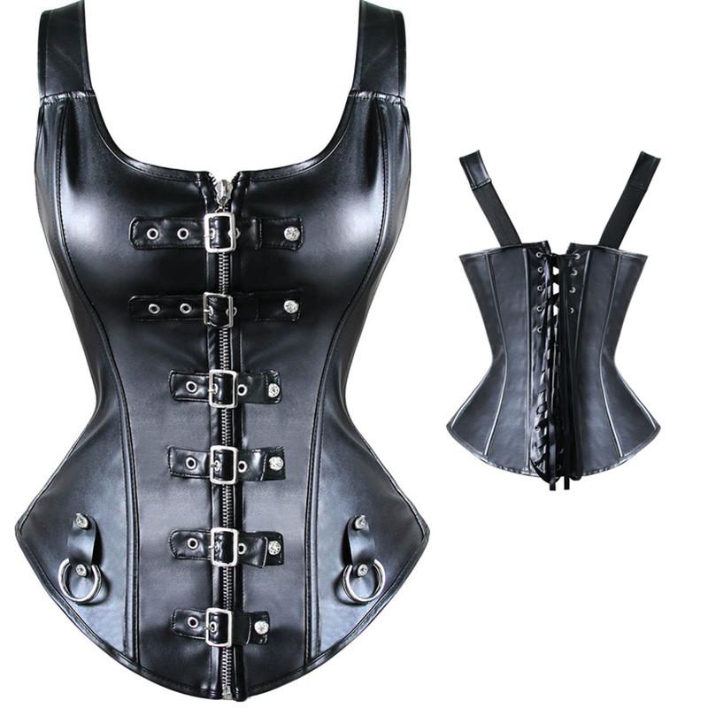 Feisty Leather Steel Boned Bondage Corset - SexyBling