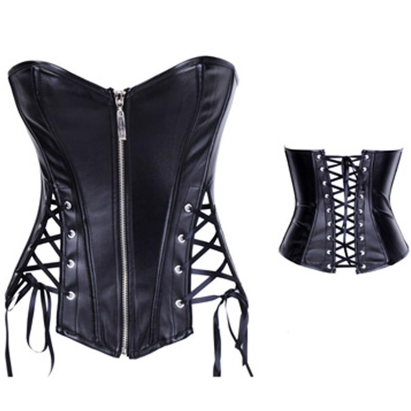 Hot Plus Size Black Zipper Corset - SexyBling