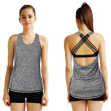 Load image into Gallery viewer, Dry Fit Grey Crisscross Workout Top - SexyBling