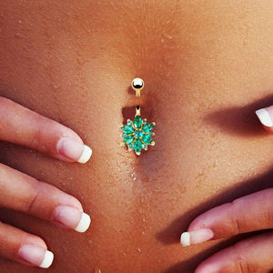 Stainless Steel Flower Crystal Piercing - SexyBling