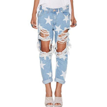 Load image into Gallery viewer, Cute Explosion Star Denim Ripped Jeans - SexyBling