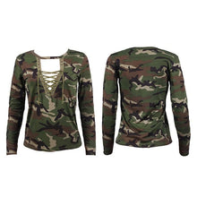 Load image into Gallery viewer, Camouflage Long Sleeve Lace Top - SexyBling