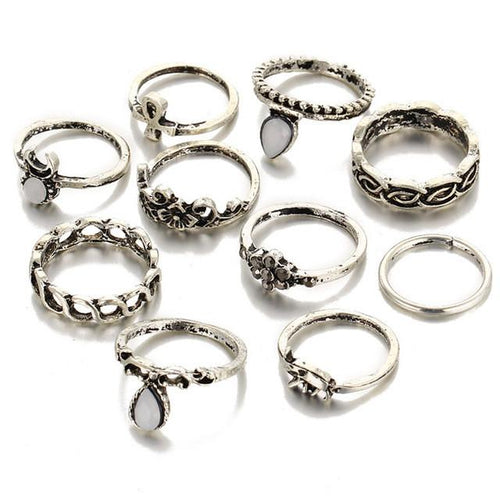10pcs Flower Midi Ring for Women - SexyBling