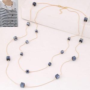 Gold Crystal Layered Necklace - SexyBling