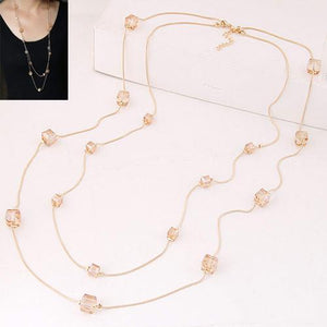 Gold Crystal Layered Necklace - SexyBling