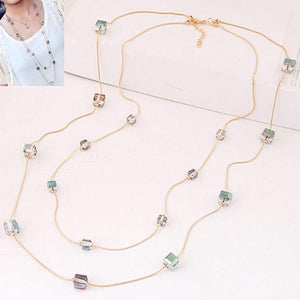 Gold Crystal Layered Necklace - SexyBling