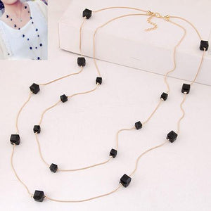 Gold Crystal Layered Necklace - SexyBling
