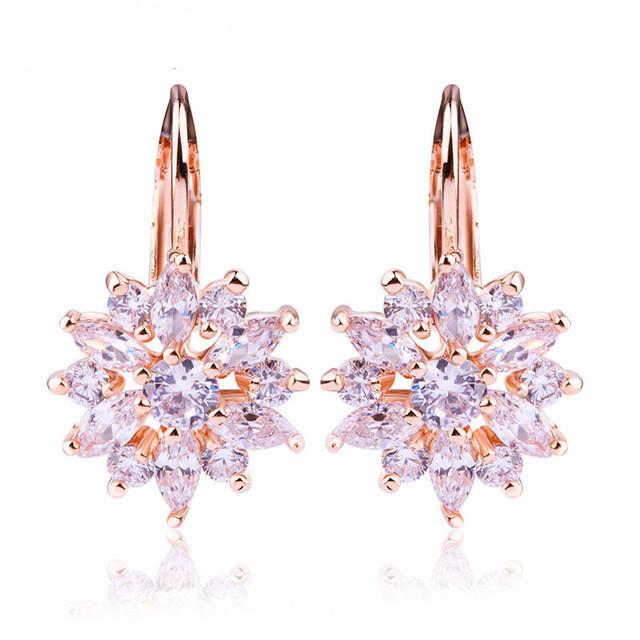 Gold Flower Stud Earrings - SexyBling