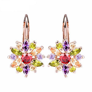 Gold Flower Stud Earrings - SexyBling