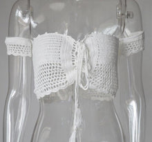 Load image into Gallery viewer, Elegant Summer Off Shoulder Crochet Crop Top - SexyBling