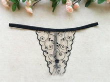 Load image into Gallery viewer, Floral Embroided Sheer Mesh T Back Underwear - SexyBling