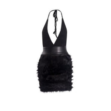Load image into Gallery viewer, Fancy Fur Deep V-Neck Women Dress - SexyBling